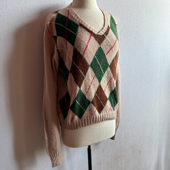 1940s 1950s Hand Knit Argyle Sweater & Matching Socks - Picture 5 of 14